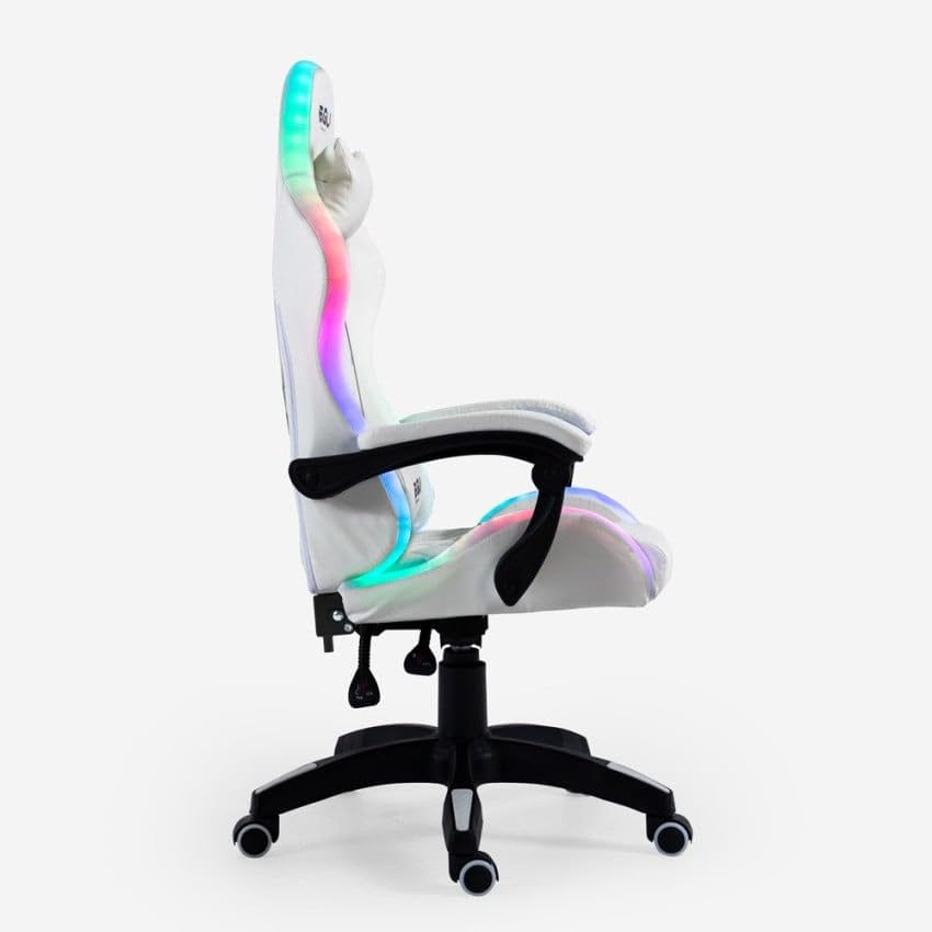 Produce Shop Silla Gaming Blanca ergonómica reclinable LED sillón con cojín Pixy