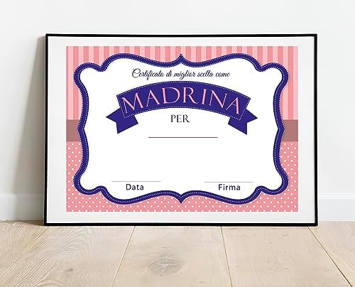 Certificato Di Idoneità Per Madrina Battesimo Certificato di madrina per bimba Attestato/Diploma per madrina