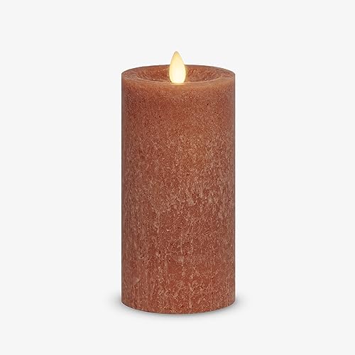 Image of Luminara Sea Glass Flameless Candle, Adobe 3 inch x 6.5 inch, Moving LED Flame Pillar with Timer, Battery Operated, Real Wax, Unscented Home Decor