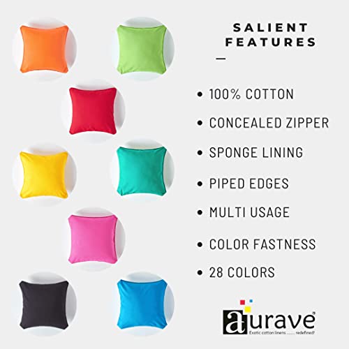 Image of AURAVE Cotton 210 TC Cushion Cover with Concealed Zipper Multi-Usage Sponge Lining, Piped Edges for Soft Living Room Solid Cushion Cases Cover Pack of 1 (12 inchx12 inch Aqua Green)