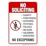 No Soliciting Sign Legend' 10 X 7 Rust Free .40 Aluminum Sign USA Made Of Rust Free Aluminum-UV Printed With Professional Graphics-Easy To Mount Indoors & Outdoors