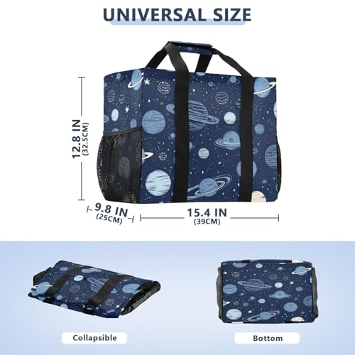 Blue Planet Waterproof Tote Bag,Multi-Purpose Kitchen Reusable Grocery Bags, Travel, Beach & Laundry Organizer 15.4 X 9.8 X 12.8 inch3