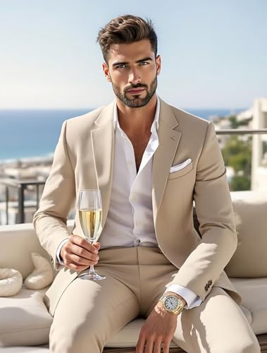 Mens 2 Piece Suit Set Slim Fit Suits for Men Wedding Prom Suit Business Formal Suits Men Two Button Jacket Pants Set3