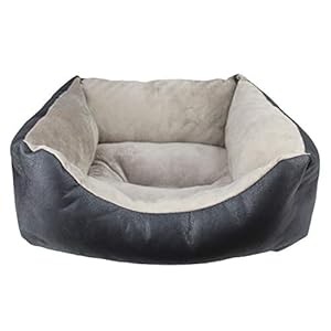 Acomoda Textil – Cama para Perros, Cuna para Mascotas Tapicería y Coralina, Cómoda, Cálida y Mullida. (Pequeño(52x42x20), Negro)