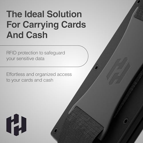 Image of Hayvenhurst Wallet for Men - Slim RFID Blocking Metal Wallet with Cash Strap, Minimalist Front Pocket Credit Card Holder, Small Mens Wallet