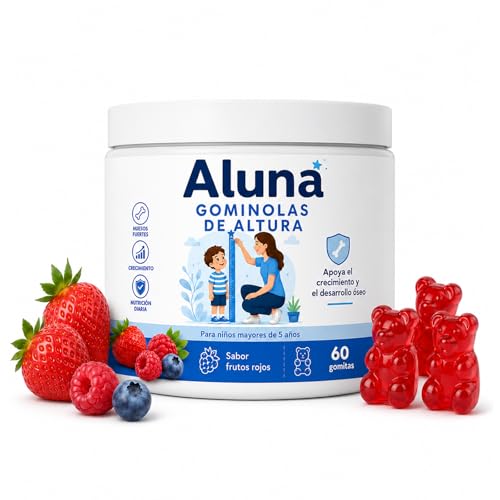 Aluna Gomitas De Crecimiento De Altura Growth Gummies Red Berry Flavor Vitaminas 60 Gummies