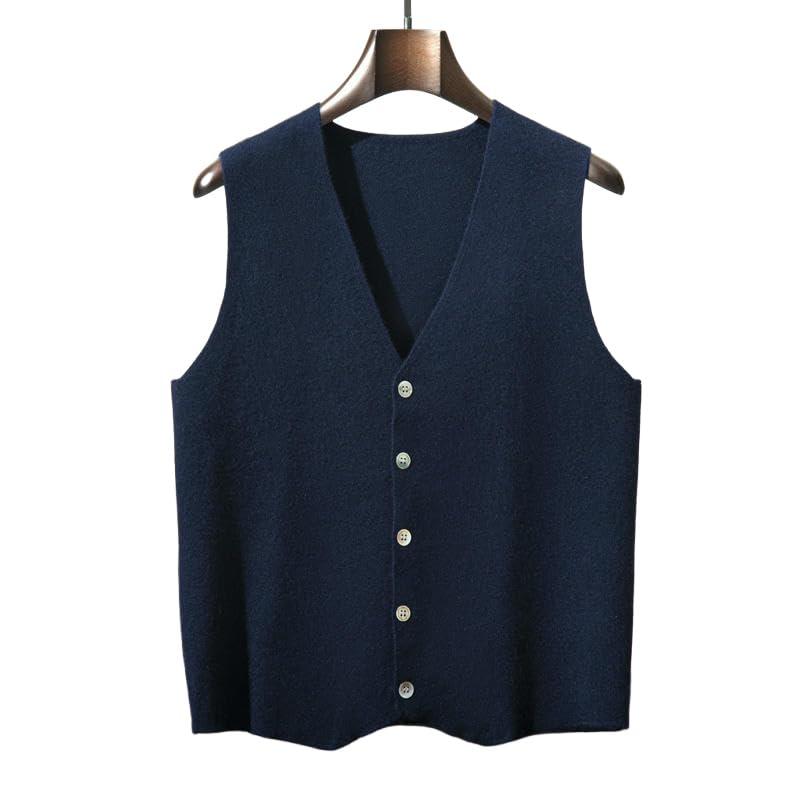 Chaleco de punto para hombre estilo coreano con cuello en V sin mangas y botones 2