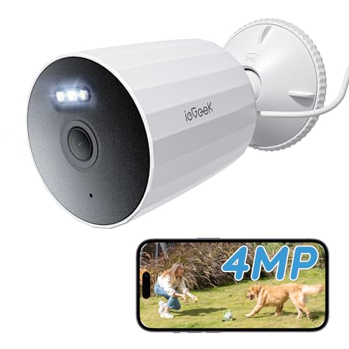 ieGeek 4MP Security Camera Outdoor 4dBi Antenna Wireless WiFi Wired CCTV Camera System, 2.5K Video Home IP Surveillance Camera,2-Way Audio,Motion Detection,Alarm,IP66