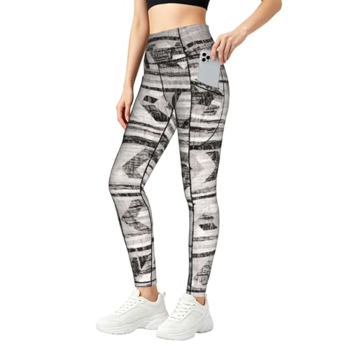 Leggings grises con estampado tribal para mujer ideales para fitness y uso diario