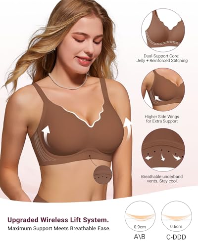 Image of As Fairy Wireless Bras for Women Full Coverage Seamless Scalloped Push Up No Underwire Everyday Bra with Air Holes