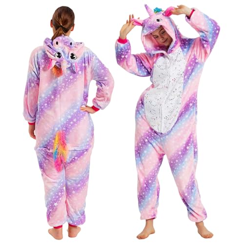 Costume de Licorne pour Adulte, Pyjama Licorne Onesie Adulte, Déguisement Licorne, Pyjama en Peluche pour Homme et Femme, Combinaison Douce Confortable,Costume d'animal pour Carnaval Cosplay Halloween