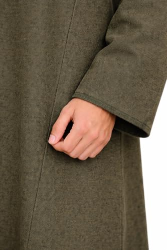 Image of Exotic India Men's Woolen Blend Kashmiri Phiran with Hood | Pure Wool Long Overcoat-Oversized Phiran for Men