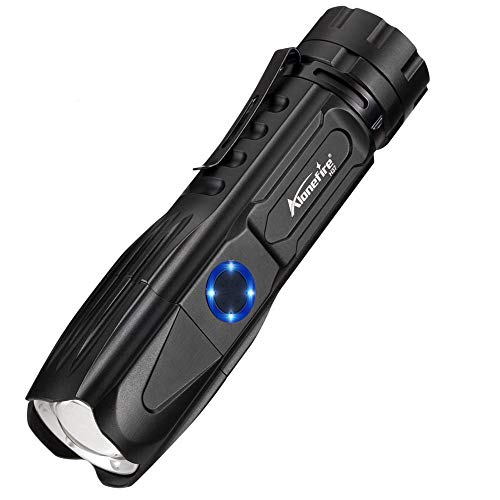 Alonefire H37 Tattica Torcia LED Professionale Potente Impermeabile Ricaricabile USB Alta Potenza 5 Modalità con Batteria al Litio 26650 per Campeggio Polizia Emergenza Escursionismo Viaggio Militare