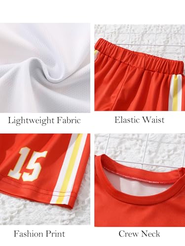 Image of 4 Pcs Boys Clothes Athletic Outfits Set Shorts and Performance T-Shirt Crew Neck Summer Kids Outfit Size 4-12Y