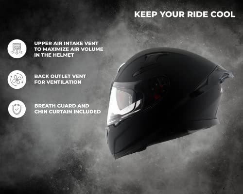 Image of Axor Apex Solid ISI ECE DOT Certified Matt Black Full Face Dual Visor Helmet for Men and Women with Pinlock Fitted Outer Clear Visor and Inner Smoke Sun Visor Dull Black(XL)