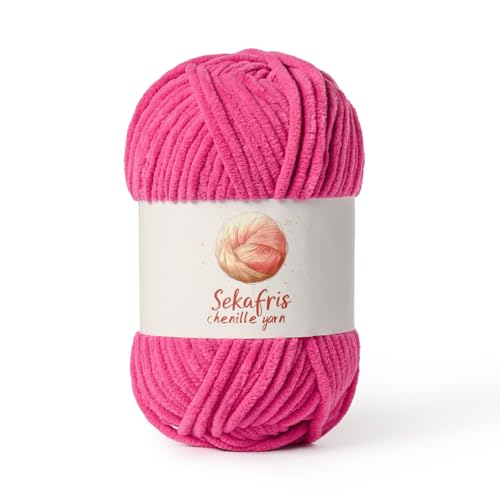 Image of Chenille Yarn for Crocheting, Size 5 Bulky,Rose