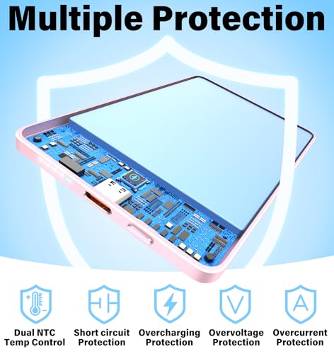 Image of 3-in-1 5000mAh for Magsafe Power Bank Thin Slim 22.5W Fast Charging Type C Magnetic Battery Pack Powerbank for Travel, Mini Wireless Portable Charger for iPhone 17 16 15 14 13 12 Watch Android, Pink