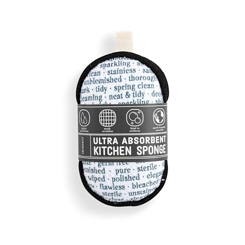 Image of Demdaco Absorbent Reversible Mesh Sponge, Dish Cleaning Supplies, 3 x 5 Inch Polyester, Typography - Pack of 2