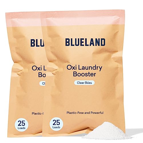 Blueland Oxi Laundry Booster Powder Refill 2 Pack - Plastic-Free & Eco Friendly Oxy Cleaner - Plant Based Stain Remover - Clear Skies Scented - 35.2Oz, 50 Loads #TOP1
