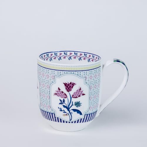 Image of Clay Craft x Magique by The Wishing Chair : Bouquet Tulip Garden Coffee Mugs Set of 6 - 250 ml Fine Ceramic Tea Cups | Lightweight Floral Bone China Mugs | Microwave & Dishwasher Safe | Daily Use