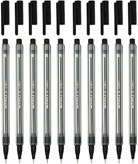 Nataraj 10 x 0.7mm Mist Fine Tip BLACK Smooth Ballpoint Pens Office School Home