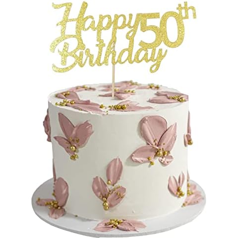 Gold Glitter Happy 50th Birthday Cake Topper 50th Birthday Party Decorations Cover