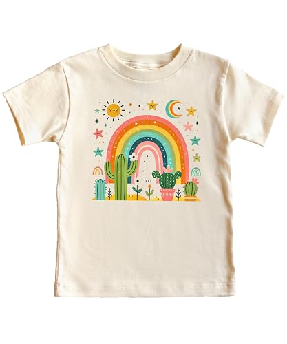 Cute & Girly Cactus Shirt for Kids Sweet Colorful Rainbow T-Shirt for Girls4