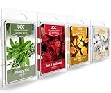 UCC Wax Melts, Soy Wax Cubes Strong Scent Long Lasting Premium Scented Mix Melts Tarts-Rosemary Mint, Rose & Sandalwood, Gold Amber Leaves, Clean Cotton - 4 Pack