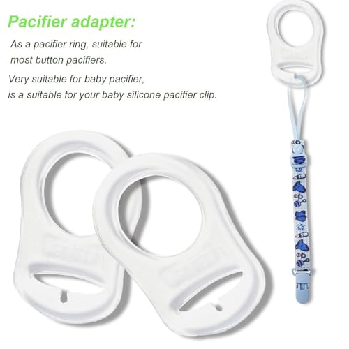 Silikon-Knopf-Ring, 2 Pcs Schnuller Adapter, Silikon Dummy Schnuller Halter Clip Adapter Ring, Silikonring für Schnuller (Transparent)