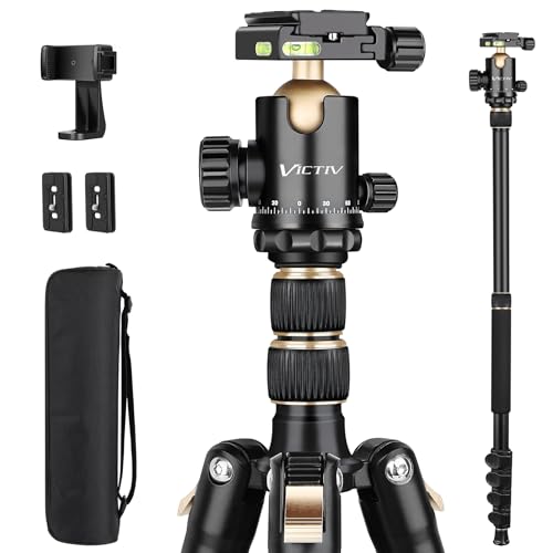 Image of Professional DSLR Tripod for Photography - Tall, Lightweight & Heavy Duty - Spotting Scopes, Telescope & Binoculars - Compact Complete Tripod Unit