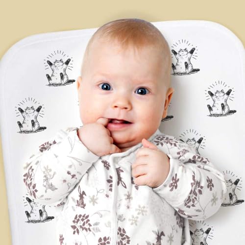 Azeeda 'Happy Cat Sitting' Baby Burp/Wash Cloth (BC00033014)2