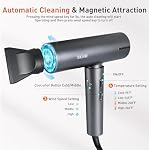 TANSHINE Professional Blow Dryer with LED lights,Ionic Hair Dryer,110000RPM High-Speed Ion Hair Dryer for Fast Drying,1600W Hairdryer with Magnetic Nozzle,Compact Hair Blower for Salon Travel,Grey