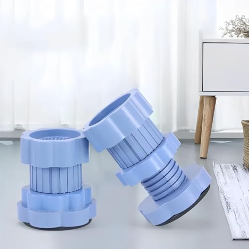 Image of JD FRESH Washing Machine Vibration Pads /Bracket Base for Washing Machine /Refrigerator Stand with Height Adjustment Feet /Floor Trays /Stands with Anti-Slip Rubber (Blue-4 Pcs Set)