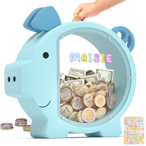 Summidate Wooden Piggy Bank for Boys Girls Kids Toddler Adults