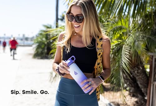 Image of HYDRO CELL Stainless Steel Insulated Water Bottle with Straw - For Cold & Hot Drinks - Metal Vacuum Flask with Screw Cap and Modern Leakproof Sport Thermos for Adults (Lavender /White 24oz)