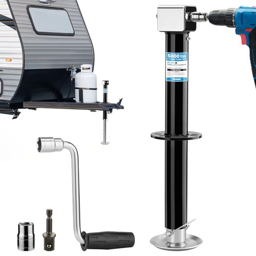 Kohree Upgraded 5000 lbs A-Frame Trailer Jack 20-24V Cordless Drill Compatible Adjustable RV Tongue Jack with Drop Leg & Drill Socket for Utility Yacht Boat Camping Trailer 25 Vertical Travel
