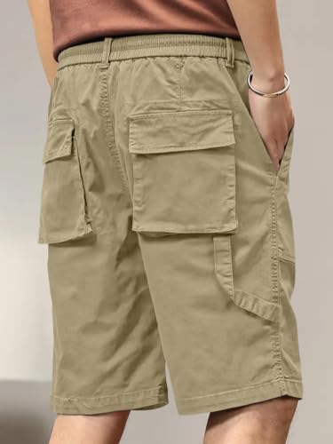 Image of Leriya Fashion Men Cotton Cargo Shorts | Lightweight Shorts Pant for Men | Elastic Waist with Drawstring | Casual Summer Cargo Short's for Man with Pockets