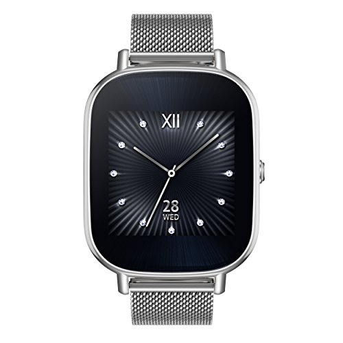 ASUS ZenWatch 2 Silver with Metal band 37mm Smart Watch with Quick Charge Battery, 4GB Storage, 1.45-inch AMOLED Gorilla Glass 3 TouchScreen, IP67 Water Resistant (International Version)