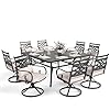 Mfstudio 9 pcs patio dining sets with 8 swivel chairs and 1 large square table all weather heavy duty black frame outdoor furniture for 8  urban country home decor