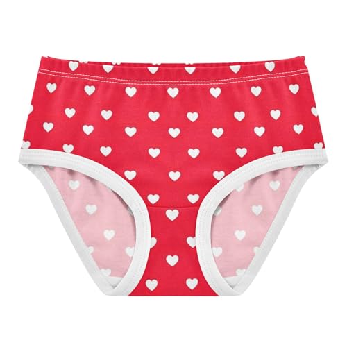 Girls Underwear Toddlers 2t Cotton Cute Panties Girl Colorful Kids Briefs Undies White Hearts Vibrant Red
