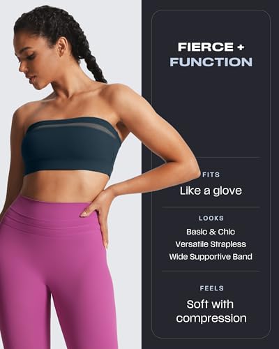 Image of Aoxjox Women's Workout Strapless Bandeau Mesh Bras Training Fitness Running Yoga Crop Tank