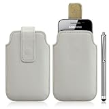 Housse coque étui pochette blanc pour Samsung Galaxy Ace S5830 + Stylet