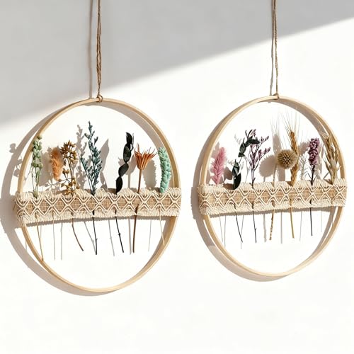 WPAJIRZO 2 Stück Trockenblumenkranz 26cm - Türkranz Ganzjährig Holzring...