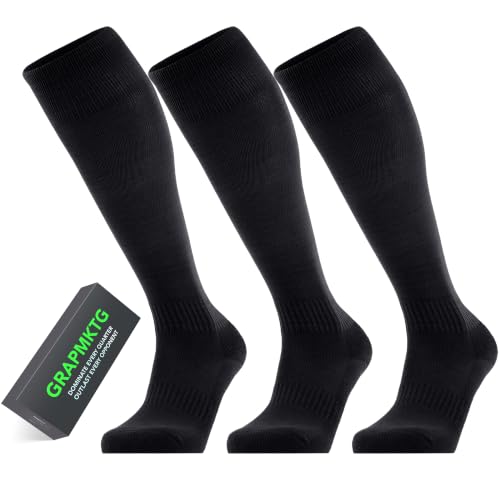Image of GRAPMKTG 3 Pack Softball Soccer Socks Baseball Football Socks for Youth Men and Women