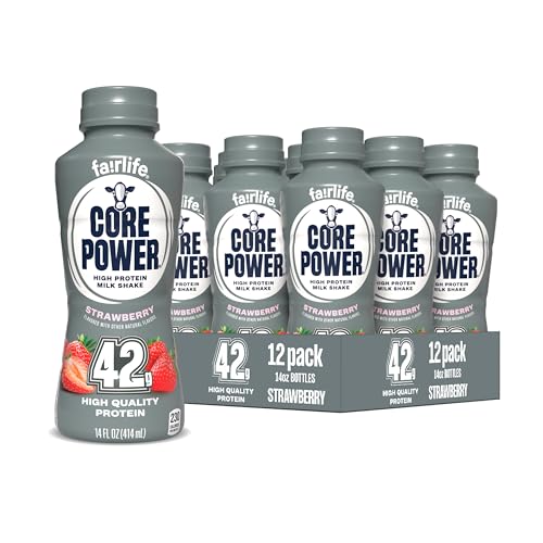 Core Power Elite High Protein Shake, Strawberry, 42g Bottle, 14oz...