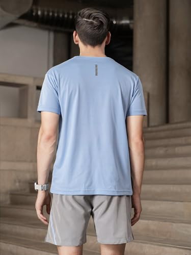 Image of FitMonkey Sports Crew Neck Stretchable Dry Fit T Shirt | Regular Fit Textured T Shirt for Men |Sport T Shirt for Men | Quick Dry Technology with Moisture Control |Breathable & Lightweight