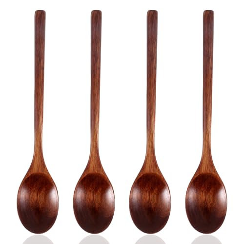 23.5cm Wooden Spoon for Serving Holzlöffel Esslöffel 4 Stück Holzlöffel Zum Kochen Lange Löffel Zum Rühren Holzschöpflöffel Natürliches Für Suppe Tafellöffel Soda Marmelade Essen Mischen Rühren