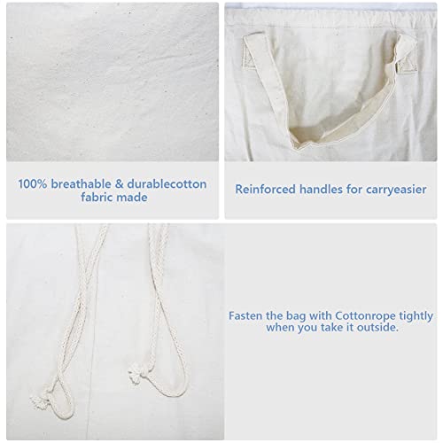 Amj 2 Pack - Extra Heavy Duty Washable Laundry Bag With Drawstring, Cotton Laundry Bag For Sleeping Bag, Laundry Hamper Liner And Travel, Beige #TOP3