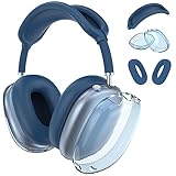 Picture of JDHDL [3 in 1] for Airpods Max Case Cover, Clear Soft TPU Earcup Case Cover+Slicone Earpad Cover+Silicone Overhead Cover, Transparent Protective Case for Apple Airpods Max Accessories(Blue)