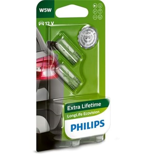 Philips Longlife Ecovision W5W, Lampe De Signalisation, Blister De 2